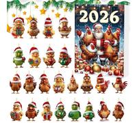 Christmas Countdown Calendar 2D Acrylic Chicken Car Pendant Decorations
