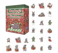 Christmas Countdown Calendar | 2D Acrylic Collectible | 24 Day Countdown Calendar with Hippo Decoration - for Collectors Family Friends Adults Tree