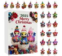 Christmas Countdown Calendar | 2D Acrylic Decoration - 24 Day Christmas Calendar with Dinosaur Ornament, for Adults Family Friends Children Teenagers
