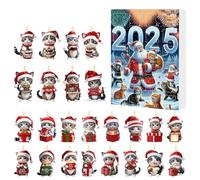 Christmas Countdown Calendar - 2D Acrylic Decoration Pendant with Kitten Motif, 24 Days Christmas Countdown Decoration, for the Christmas Tree, for Bags and for the