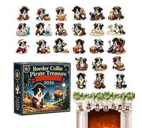 Christmas Countdown Calendar 2D Acrylic Decoration with a Cute Dog | 24 Days Christmas Pirate Countdown For Party Door Window Wall Mantle Indoor Festival Decoration