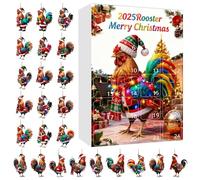 Christmas Countdown Calendar | 2D Acrylic Decoration with Rooster Design, December Countdown Calendar with 24 Compartments | For Tree Collection New Year Home E F