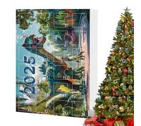 Christmas Countdown Calendar - 2D Acrylic Dinosaur Ornament Set Holiday Fun, 24 Decorative Boxes with Alphabet Letters, Interactive Countdown with Stocking Stuffers for Girls Boys