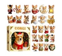 Christmas Countdown Calendar - 2D Acrylic Dog Ornament, 24 Day Christmas Countdown Decoration, for Teenagers, Adults, Seasonal Parties, Thanksgiving, Halloween, Easter