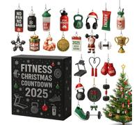 Christmas Countdown Calendar - 2D Acrylic Gym Advent Workout Motivation Kit Fitness Equipment Pendant | Kids Teens Adults Desk Office Bedroom Window Door Wall Urla