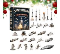 Christmas Countdown Calendar 2D Acrylic Mini Christmas Rocket Ornaments | Small Helicopter Models Party Favors for Collectors Window Door Wall Mantel Tree Home Office Entryway Astronauts and Rockets