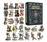 Christmas Countdown Calendar | 2D Acrylic Pendant Collectible 2025 - Raccoon Pendant for Countdown Festive - for Wall Door Tree Party Bedroom Birthday