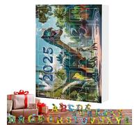Christmas Countdown Calendar - 2D acrylicdesktop Advent Calendar | Alphabet Dinosaur Ornament Set, Decorative Collection 24 Pieces with Colorful Prehistoric Letters