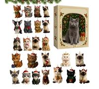 Christmas Countdown Calendar - 2d Cat Theme Pendant 2025 Christmas Advent 24 Days, Desktop | Festive Countdown Gift for Children,