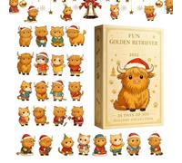 Christmas Countdown Calendar - 2D Flat Acrylic Cute Yak, 24 Days Highland Cow Figurines | Festive Ornament Display, Holiday Decorative Calendar | For Lovers Friends Family With Joyful Theme