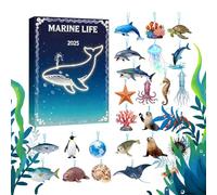 Christmas Countdown Calendar,2D Flat Acrylic Sea Theme,24 Days Sea Animals Dolls Embellishments - for Walls Trees Lovers Friends Family Enthusiasts Holidays Season Home Party