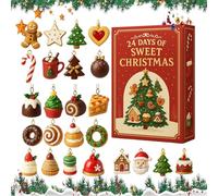 Christmas Countdown Calendar - 2D Flat Dessert Pendant Decorations - 24 Days Vacation Countdown Calendars,for Living Room Bedroom Apartment School Party Winter Celebration Daily Activity Family Gather