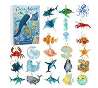 Christmas Countdown Calendar Advent|2D Acrylic Decorations | 24 Days Sea Animals Christmas Calendar Advent 2025,for Learning Development Family Fun Activity Teens Girls Boys Kids