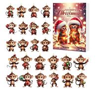 Christmas Countdown Calendar Advent 2D Acrylic Monkey Car Toy Figurine