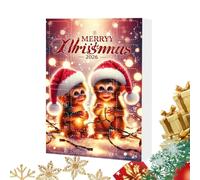 Christmas Countdown Calendar Advent 2D Acrylic Monkey Car Toy Figurine