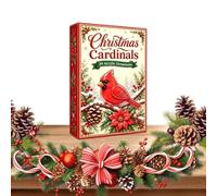 Christmas Countdown Calendar Bird Ornament 24 Days Red Birds Tree Decor | 2D Acrylic Christmas Tree Ornament Advent for Women Men Home Window Desk Fireplace Mantel Bookshelf Living Room Bedroom Ho