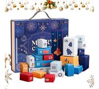 Christmas Countdown Calendar Boxes - 24-Day Empty Countdown Calendar Box to Fill,Multi-Functional Snacks Container for Winter Holiday Living Room Bedroom Decoration