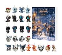 Christmas Countdown Calendar - Counting Christmas Countdown Calendar, Count Down To Christmas 24 Pendant Dragon Calendar - 2D Flat Seasonal Scenes - Props for Friends, Di