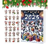 Christmas Countdown Calendar,Cute Calendars with 24 Cow Figures Toys | Festive Holiday Decor Cartoon Figures Toy for Family Vacation Men Women Kids Boy Girl Teen Toddler Classroom Offices