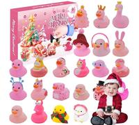 Christmas Countdown Calendar Duck, 2026 Christmas Daily Ducks Surprise Calendars Advent, 24pcs Ducks Figurines Interactive Countdown for Boys Girls Kids And Baby, Christmas Party Favor Gifts, Pink
