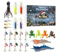Christmas Countdown Calendar for Anglers - 24 Days Christmas Advent Countdown | Freshwater Saltwater Fishing Lure | for Father Friend Teenager Men Anglers Lake River Trout Bass Freshwater