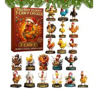 Christmas Countdown Calendar for Chickens - 2D Acrylic Decoration for 24 Days, Chicken Ornaments | 2025 Holiday Edition Funny Chicken , Christmas Decoration to Beautify Trees
