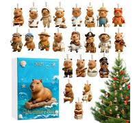 Christmas Countdown Calendar - Lovely Capybara: Animal Advent presents adorable 2D Acrylic Decorations, 24 Days Countdown Capybara Tree Ornament for Car Rearview Holiday Party Mantel Decor Door Handle