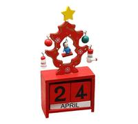 Christmas Countdown Calendar - Red Christmas Month Date Display - 13.5cm Vintage Winter Holiday Decoration Desk Calendar Blocks for Farmhouse Classroom Restaurant Home