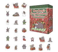 Christmas Countdown Calendar - Seasonal Keepsake 2D Flat - 24 Days Countdown Calendar Hippo Theme Embellishments - for Family Friends Teens Collectors Children Tree Window Wall Door