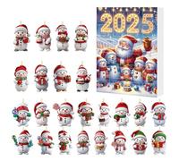 Christmas Countdown Calendar - Snowman Acrylic 2D Decoration Ornament 24 Day for Adults for Kids, Colorful Detailing and Various Designs Decorations