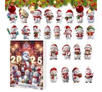 Christmas Countdown Calendar - Snowman Acrylic 2D Decoration Ornament 24 Day for Adults for Kids, Colorful Detailing and Various Designs Decorations