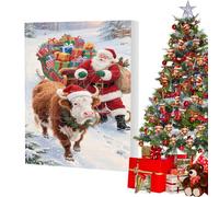 Christmas Countdown Calendar Toys,Cute 2D Acrylic Highland Cow Advent Decoration | 24 Days Christmas Countdown Highland Cow Ornaments - for Adults Families Kids Boys Girls Teens