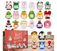 Christmas Countdown Calendar Toys - Cute Stress Relief Advent Decoration - 24 Days Of Christmas Countdown Crochet Animals Toys, | Handmade emotional suport Crochet Toy with Positive Card for Kids,