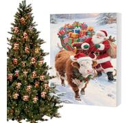 Christmas Countdown Calendar Toys | Highland Cow 2D Acrylic Winter Holiday Decor | 24 Day Christmas Countdown Calendar with Highland Cow Ornaments | for Tree Branches Wall Door Bedroom Window