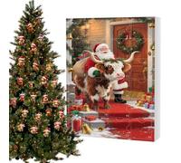 Christmas Countdown Calendar Toys, Winter Holiday Highland Cow Advent Decoration, 24 Days Christmas Countdown Highland Cow Ornaments, for Adults Families Kids Boys Girls Teens