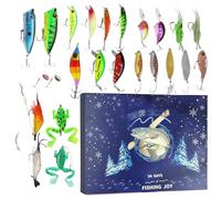 Christmas Countdown Calendar with Fish Lures, Outdoor Fishing 24 Days | Fishing Bait Countdown Calendar for Christmas - For Teenagers, Adults, Family, Men, Dad, Husband