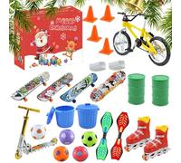 Christmas Countdown Calendar with Toys | 24-Day Finger Skateboard Toys Count Down Calendar | Childhood Relaxing Gadgets Creative for Family Gathering Parent-Child Interaction