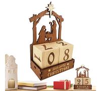 Christmas Countdown Calendar Wood - Advent Nativity Scene with 25 Pieces, Table Decor for Seasonal Traditions | Festive Wood Crèche Display Shelf, Windowsill, Christian Household