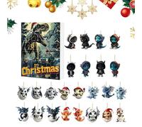 Christmas Countdown Calendars | Cute 2D Dragon Advent Christmas Calendar | 24 Day Acrylic Festive Decor with Toy Figures for Desk Wall Tree Offices Family Teen Toddler Boy Girl Kids Adult Men