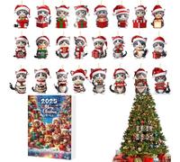 Christmas Countdown Cat Calendar 2025 | Christmas Countdown Decoration with 24 Acrylic Cat Tree Ornaments,Seasonal Advent Holiday Decoration for Boys Friends Teenagers Men Girls Teens