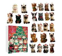 Christmas Countdown, Cat Theme Toy for 24 Days, Christmas Advent Calendar Keyring - for Holidays Tree Children Teenagers Adults Family