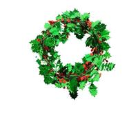 christmas countdown, Christmas Decoration Wreath Snowflake Cane Color Bar Wire Christmas Tree Decor Simulation Simulated Berry Green Leaf Lace Wire(Green)