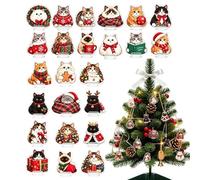 Christmas Countdown Decor 2026 2D Acrylic 24 Days Cat Figurines | 24 Days Until Christmas Countdown for Kids Boys Girls Teen Family Home Party Favors Stocking Stuffers
