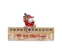 Christmas Countdown Decor - Sliding Sleigh Gnome Ornament with Double-Sided 24 Numbers | Wooden Holiday Countdown for Winter Festivals, Home, Dorm, Apartment, Bedroom, Seasonal Celebration