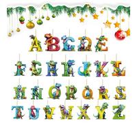 Christmas Countdown Decoration | Set of 24 Decorative Boxes Dinosaur Alphabet 2D Gift Idea for Women, Men, Boys, Girls