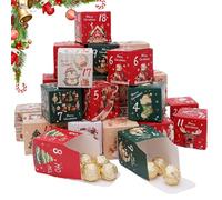 Christmas Countdown Empty Boxes, 2.76x2.76x2.76 Inches, 24 Day Numbered Box for Candy Jewelry Chocolate, Festive Holiday Organizer with Decorative Design, Gift Packaging for Winter Celebration