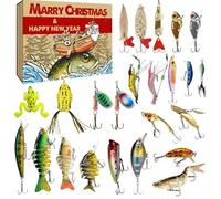 Christmas Countdown,Fishing Lures 2025-24 Days Seasonal Fishing Lures for Men in Saltwater Outdoor | Freshwater Saltwater Seasonal Outdoor