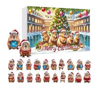 Christmas Countdown - Fun Acrylic 2D Capybara Decorations 24 Days | For Mirrors Lovers Friends Family Lovers Holiday Season Home Party