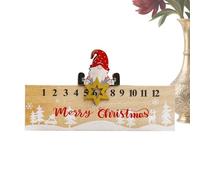 Christmas Countdown Gnome Ornament with Sliding Sleigh Christmas Countdown for 24 Days Double Sided Number for Holidays Wooden Easy to Display Decorative Tool Festive