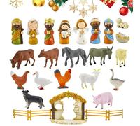 Christmas Countdown Nativity Scene Religious Advent Figures Small Holiday Scene Set | Home Decor Display Accessories Living Room School Church Office Farmhouse Winter Party Kids Adults Celebration